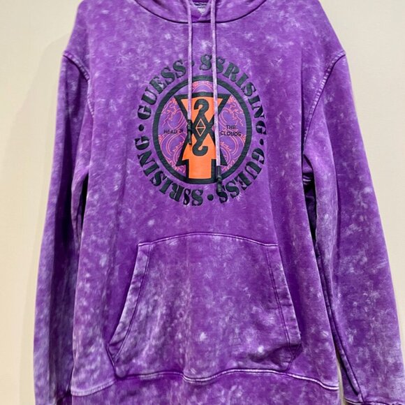 GUESS 88 RISING HOODIE SWEATSHIRT HEAD IN THE CLOUDS SZ L PURPLE ACID STREETWEAR - Picture 11 of 16
